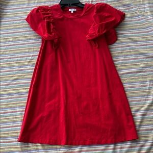 TCEC Red Mini Dress with Puff Sleeves
